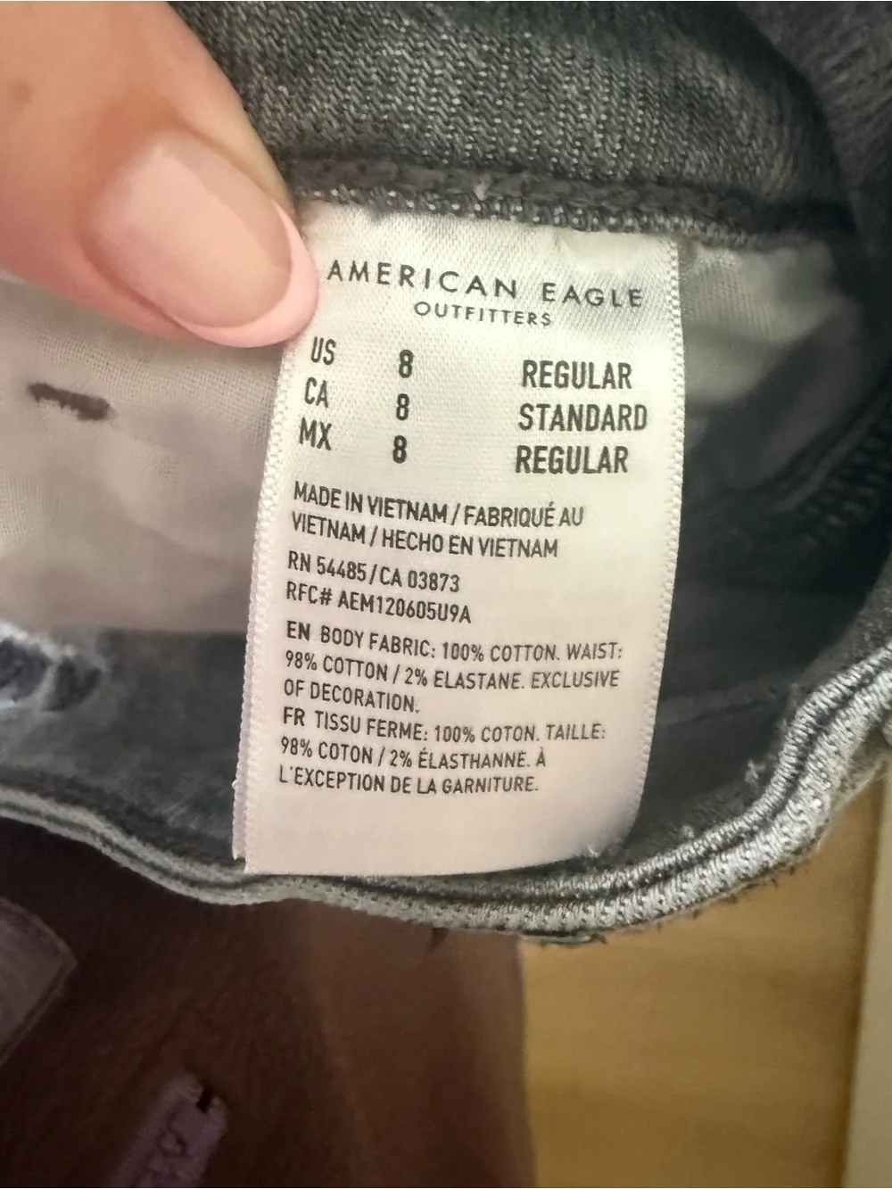 American Eagle Outfitters Women's Distressed Charcoal Mom Jeans